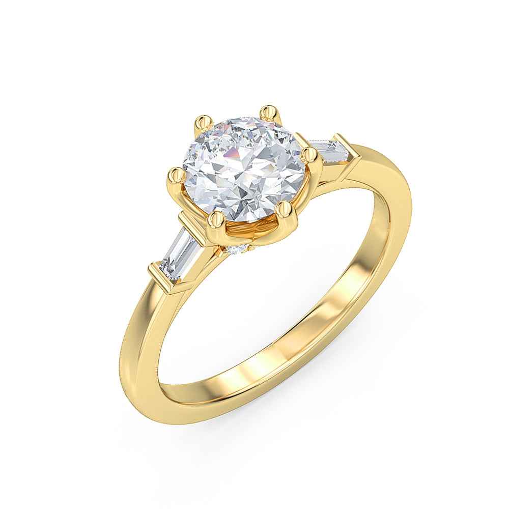 Designed With Love 1/7 ct. tw. Baguette Diamond Semi-Mount Engagement Ring in 14K Yellow Gold front view