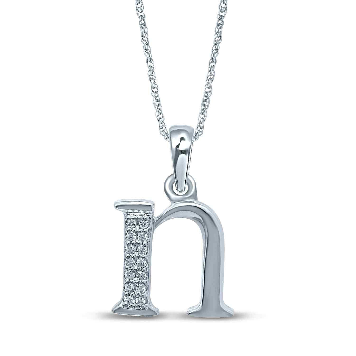 .03 ct. tw. Diamond Initial 'N' Pendant in 10K White Gold
