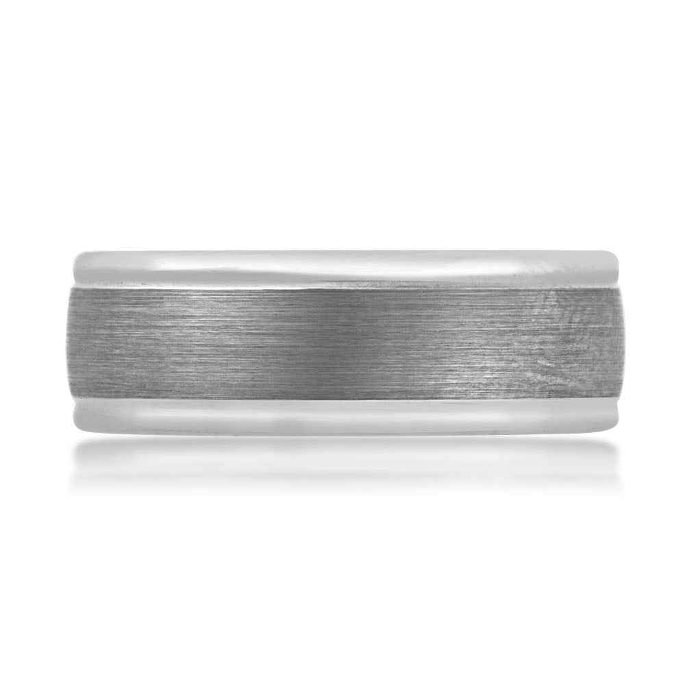BENCHMARK Mens 8MM Tungsten Carbide Wedding Ring with Brushed Finish front view