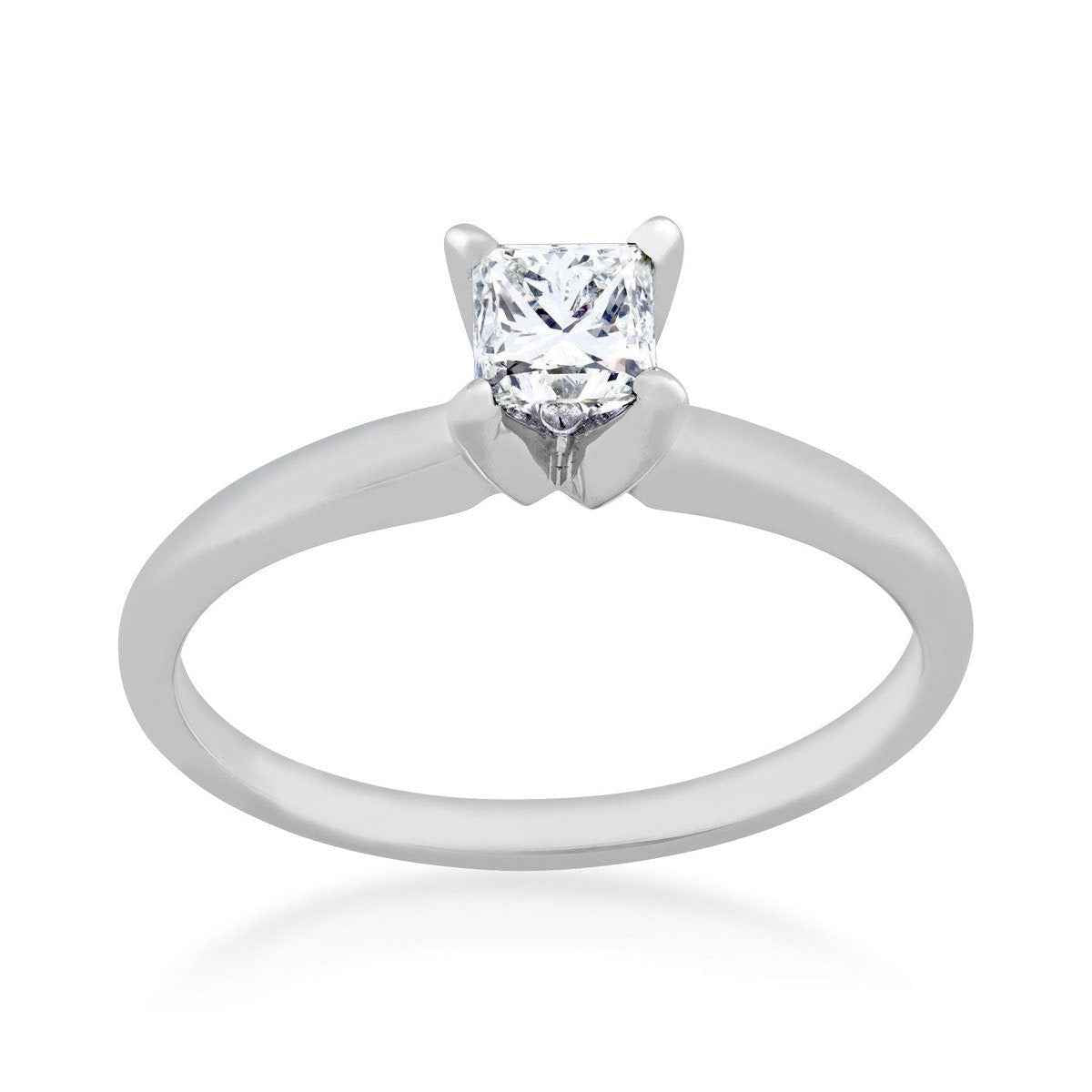 1/2 ct. tw. AAA Princess Cut Diamond Solitaire Engagement Ring in 14K White Gold