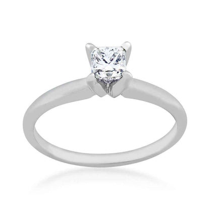 1/2 ct. tw. AAA Princess Cut Diamond Solitaire Engagement Ring in 14K White Gold