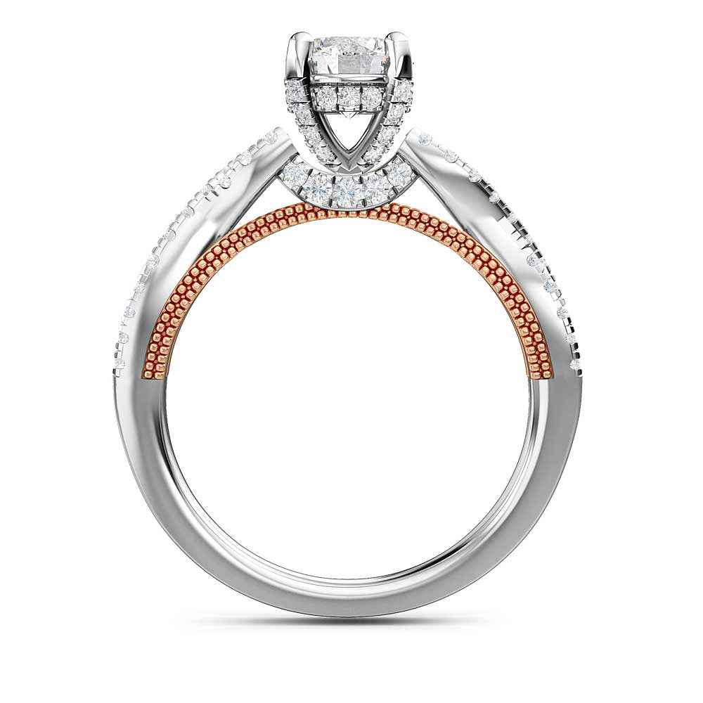 Designed With Love 3/8 ct. tw. Diamond Semi-Mount Engagement Ring with Twist Band in 14K White & Pink Gold close-up detail