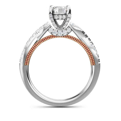 Designed With Love 3/8 ct. tw. Diamond Semi-Mount Engagement Ring with Twist Band in 14K White & Pink Gold close-up detail