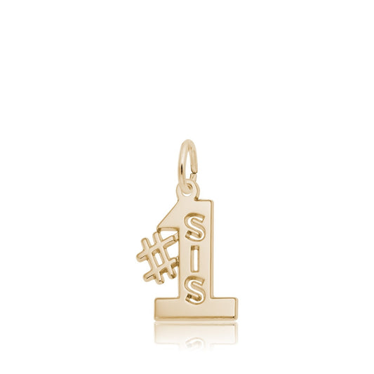 #1 Sister Charm in 14K Yellow Gold