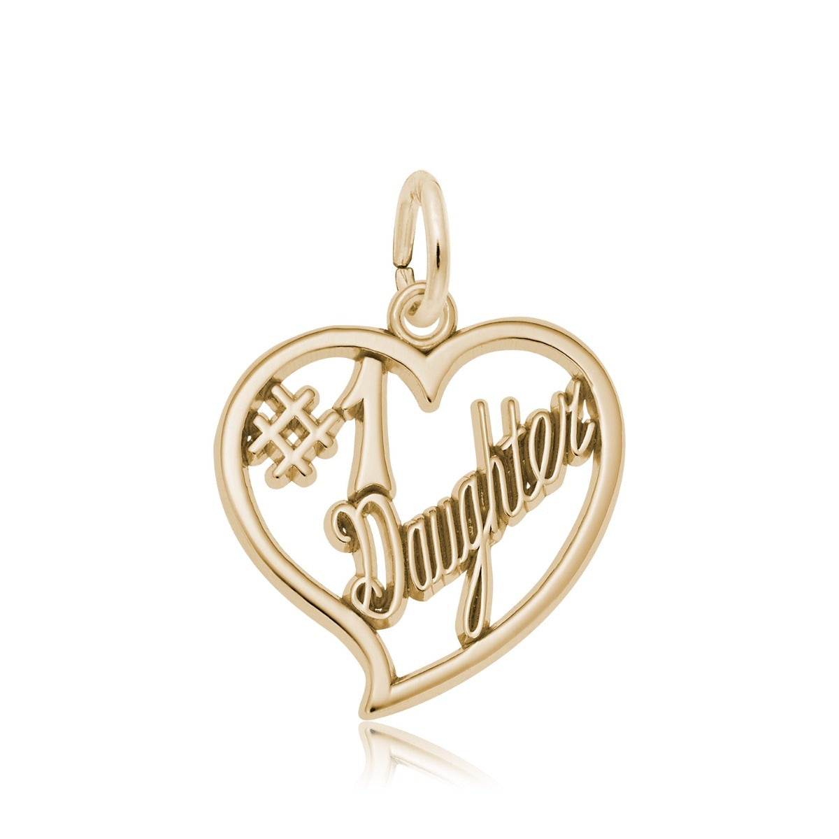 #1 Daughter Heart Charm in 14K Yellow Gold
