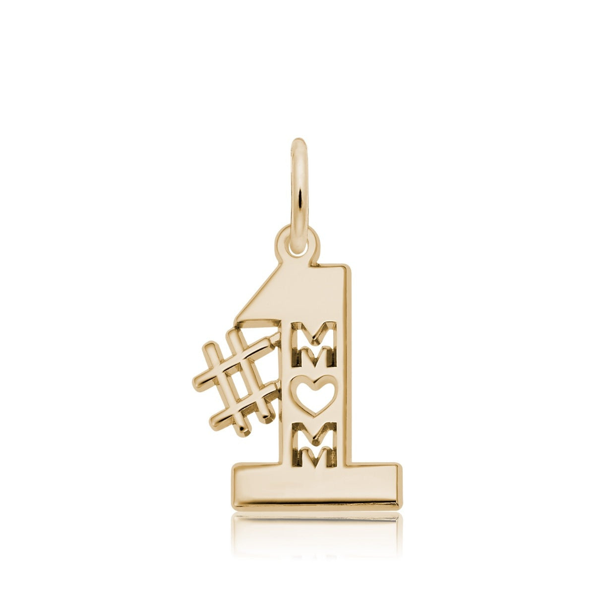 #1 Mom Charm in 14K Yellow Gold