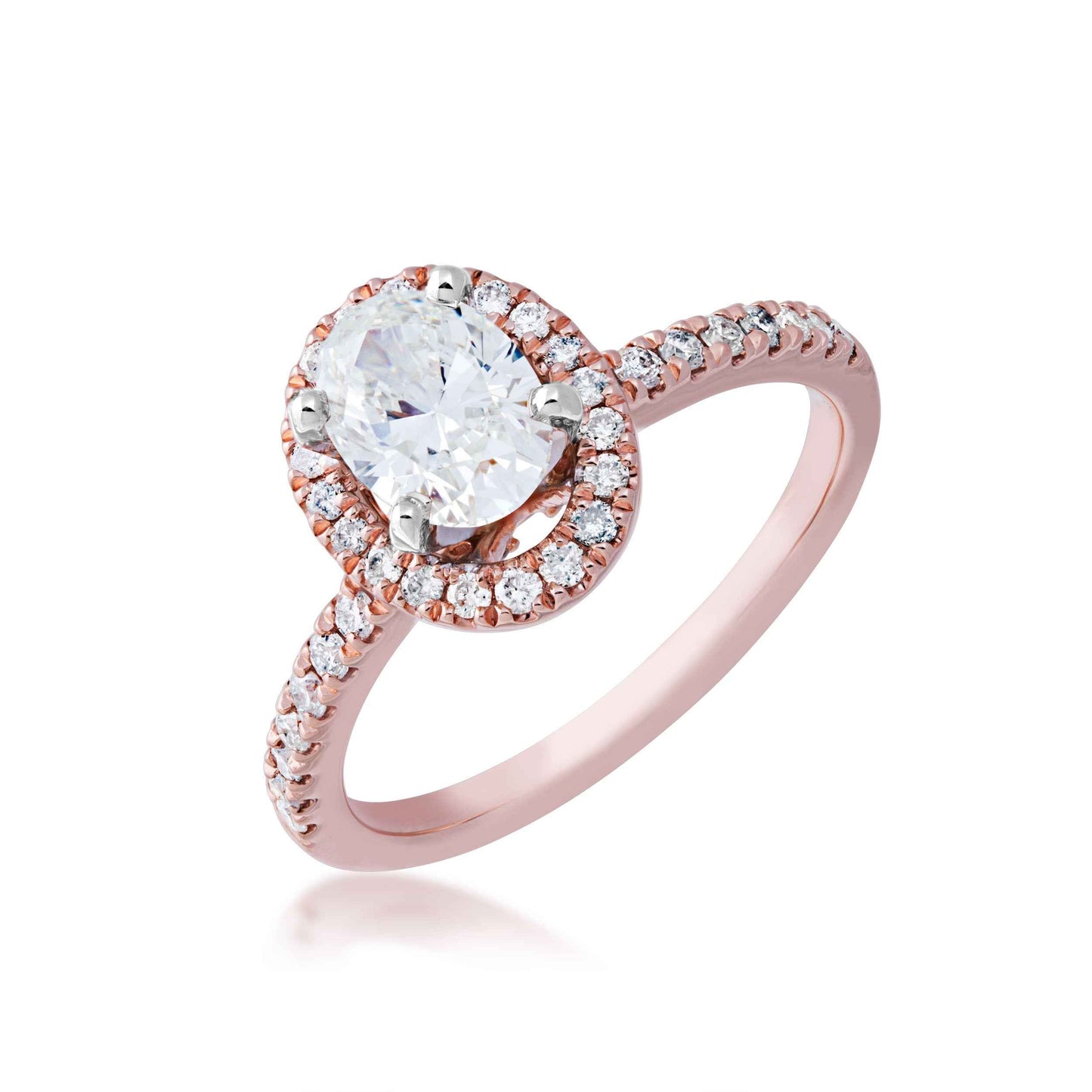 Natural 1-3/8 ct. tw. Oval Diamond Halo Engagement Ring in 14K Pink Gold