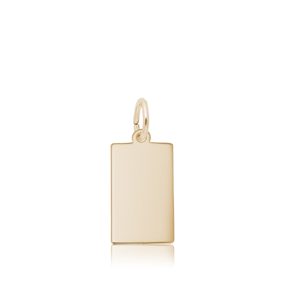 Small Rectangle Dog Tag Charm in 14K Yellow Gold