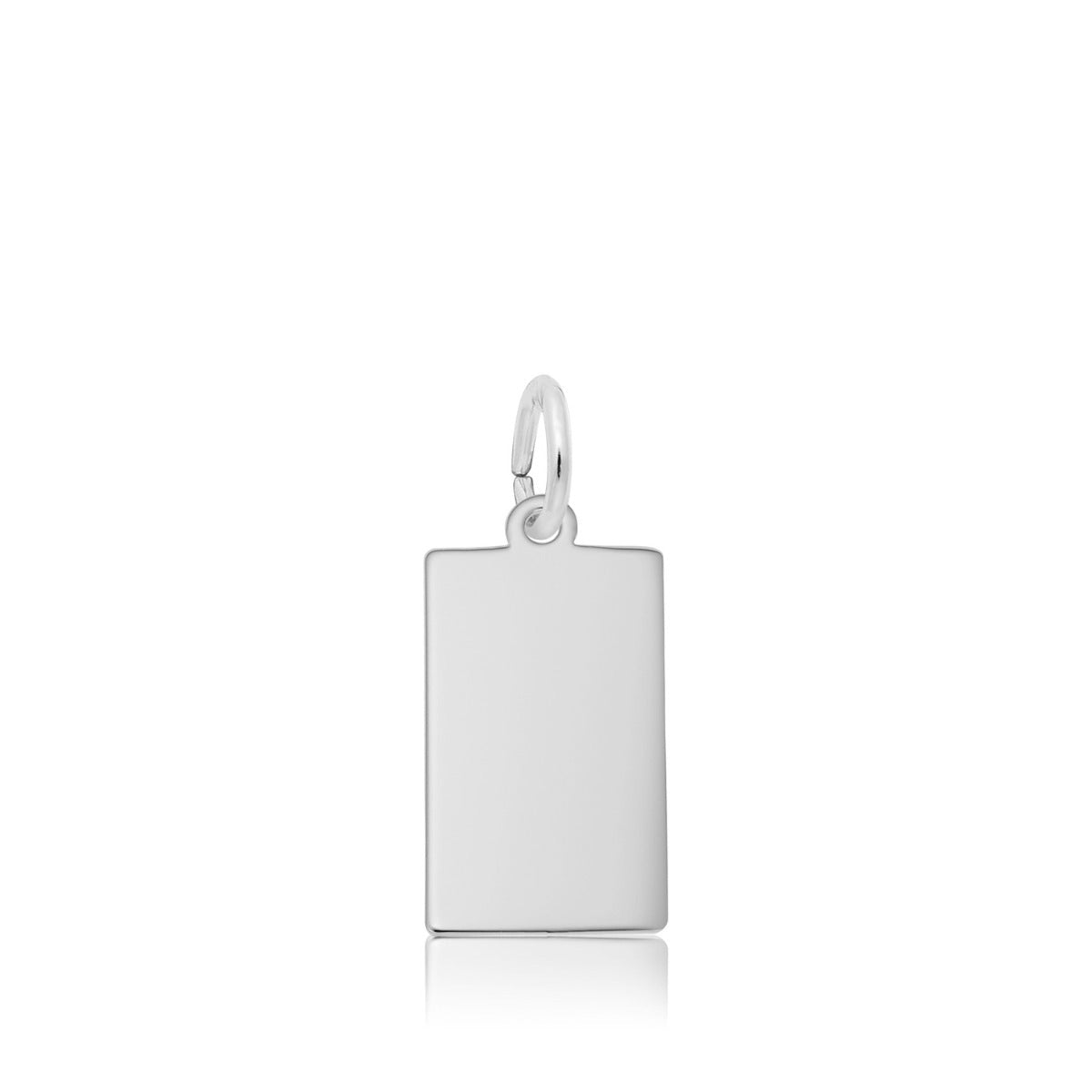 Small Rectangle Dog Tag Charm in Sterling Silver