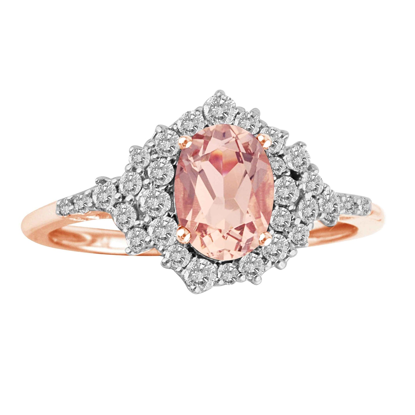 Morganite and 1/3 ct. tw. Diamond Halo Fashion Ring in 10K Pink Gold