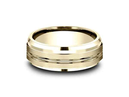 Benchmark Men's 8mm Satin Center Wedding Band in 10K Yellow Gold