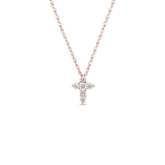 1/10 ct. tw. 6-Stone Diamond Cross Pendant in 10K Pink Gold