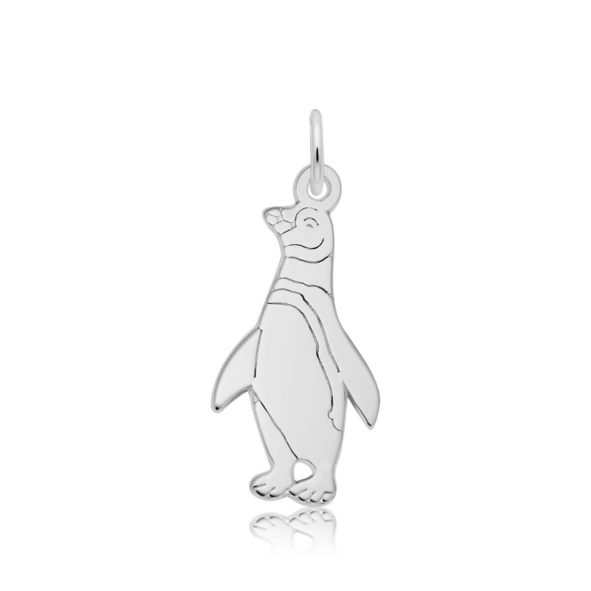 Flat Penguin Charm in Sterling Silver