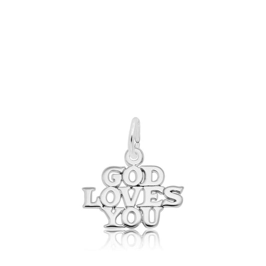God Loves You Charm in Sterling Silver