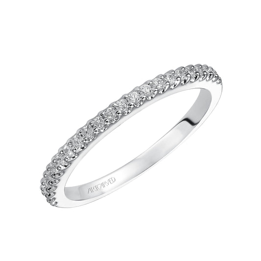 ArtCarved Contemporary 1/5 ct. tw. Classic Diamond Wedding Band in 14K White Gold front view