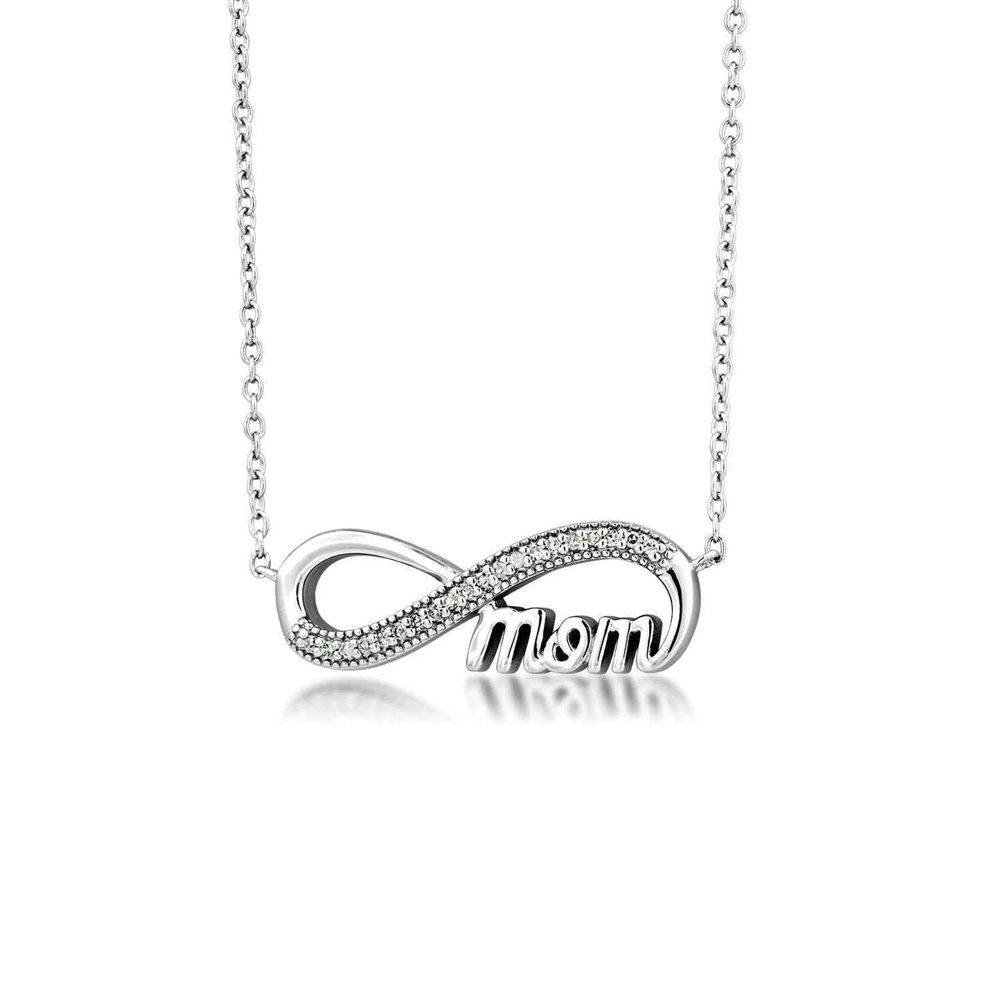 .06 ct. tw. Diamond Infinity -inchMom-inch Pendant in Sterling Silver
