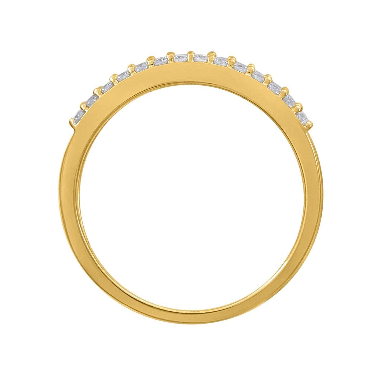 1/2 ct. tw. Round Brilliant and Baguette Diamond Anniversary Band in 10K Yellow Gold close-up detail
