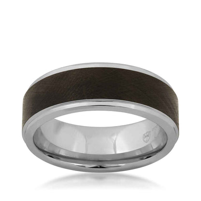 Triton Men's 8MM Tungsten Grey Wedding Band with Florentine Finish Center 11