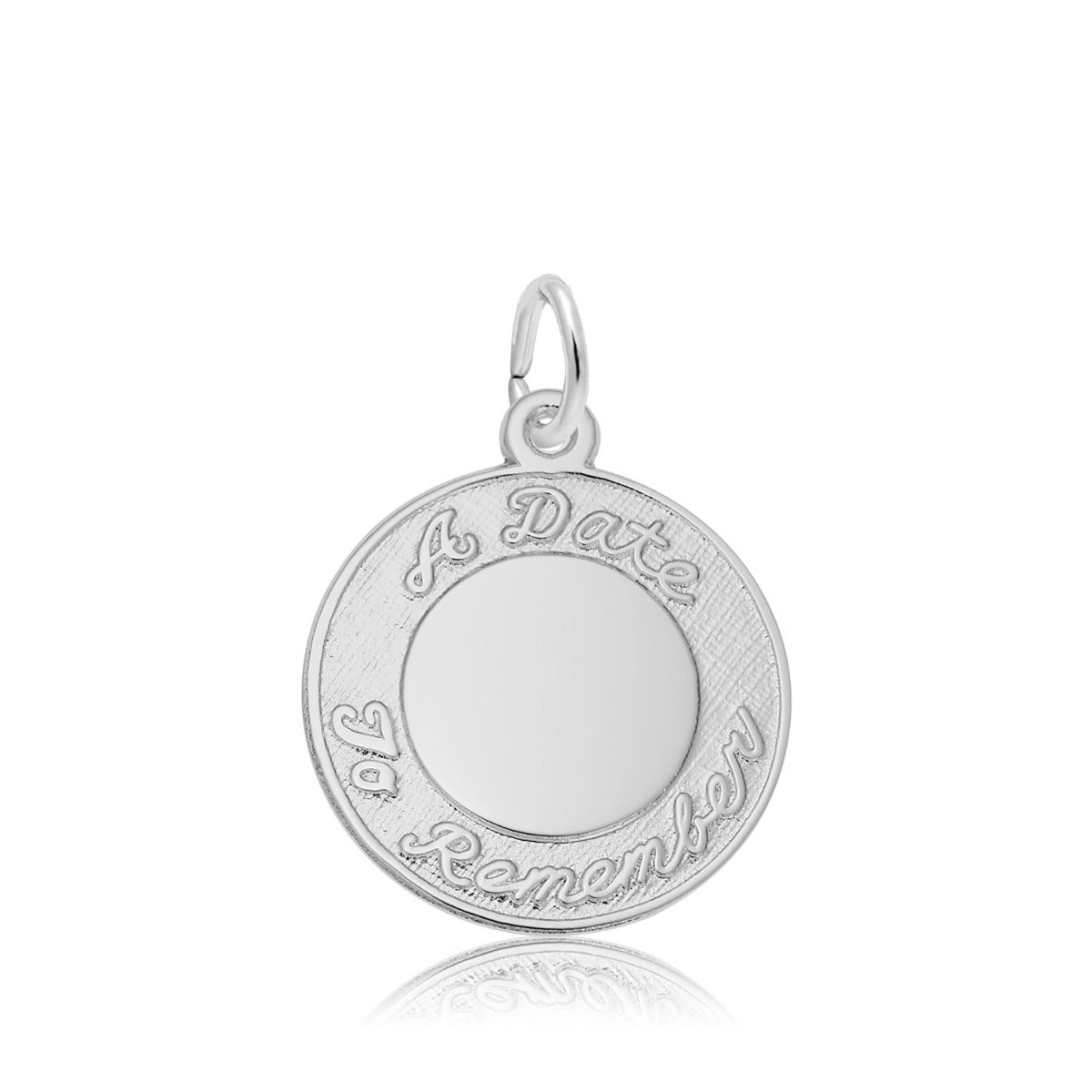 A Date to Remember Script Disc Charm in Sterling Silver