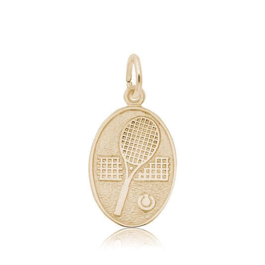Tennis Oval Disc Charm in 14K Yellow Gold