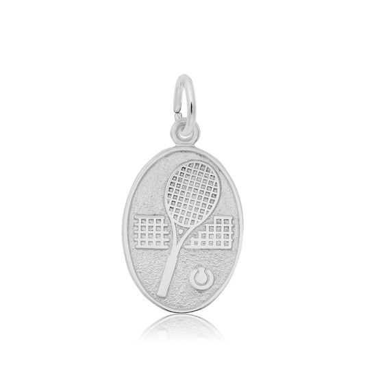 Tennis Oval Disc Charm in Sterling Silver