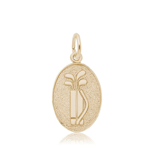 Golf Clubs Oval Disc Charm in 14K Yellow Gold