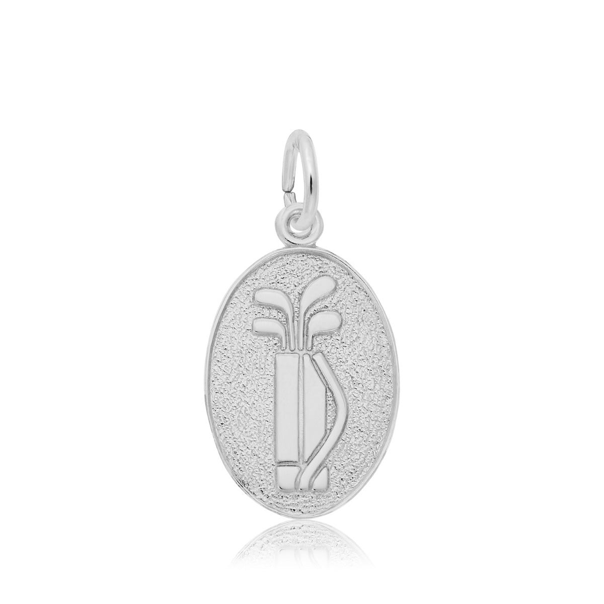 Golf Clubs Oval Disc Charm in Sterling Silver