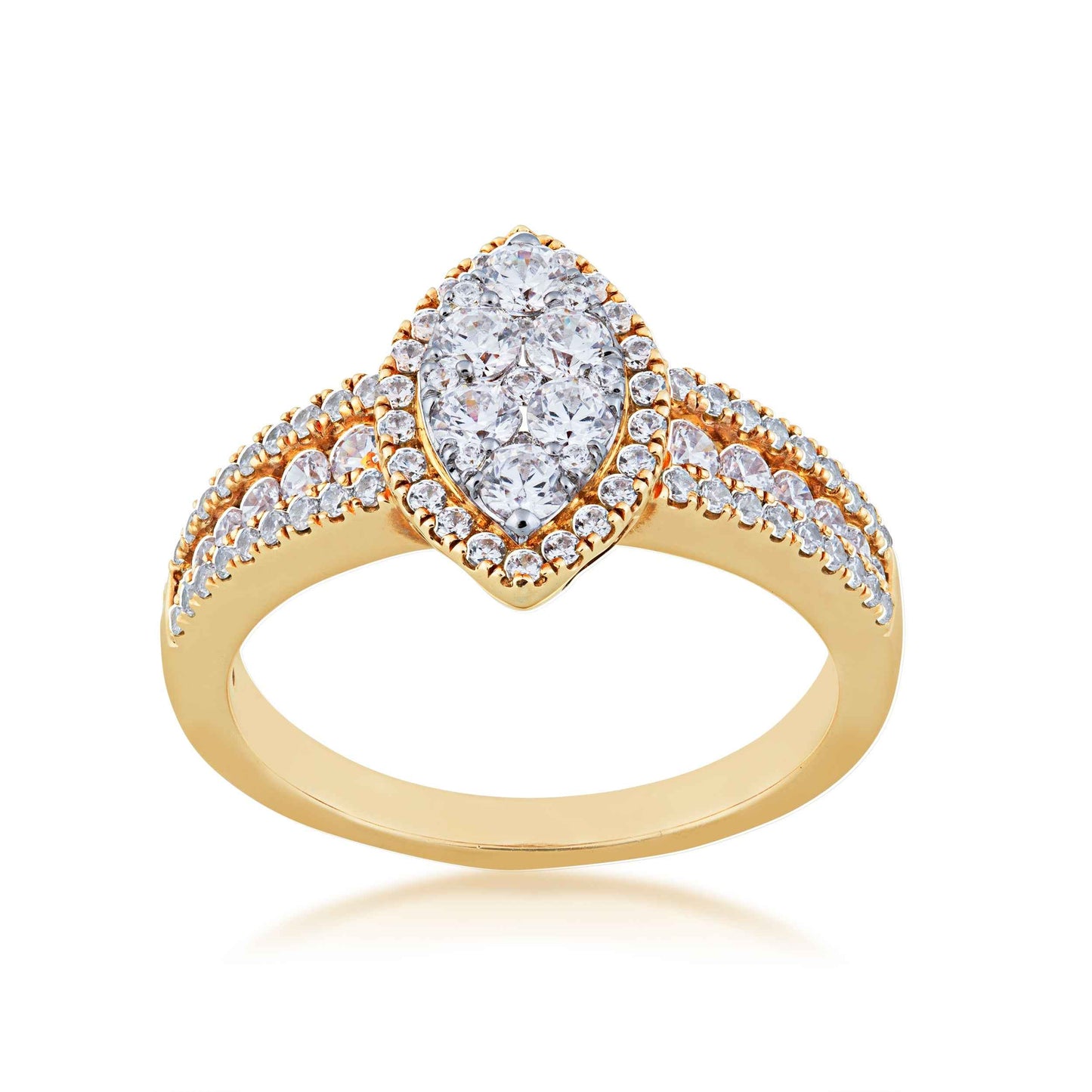 Fairytale Diamonds 1 ct. tw. Marquise Cluster Engagement Ring with Halo in 10K Yellow Gold