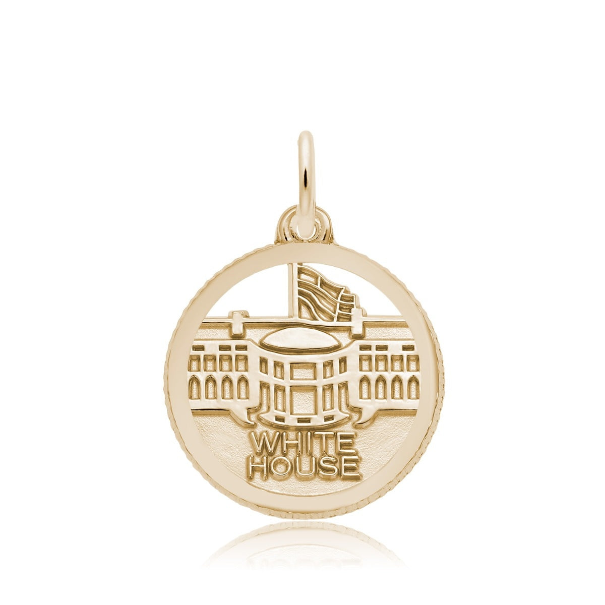White House Disc Charm in 14K Yellow Gold
