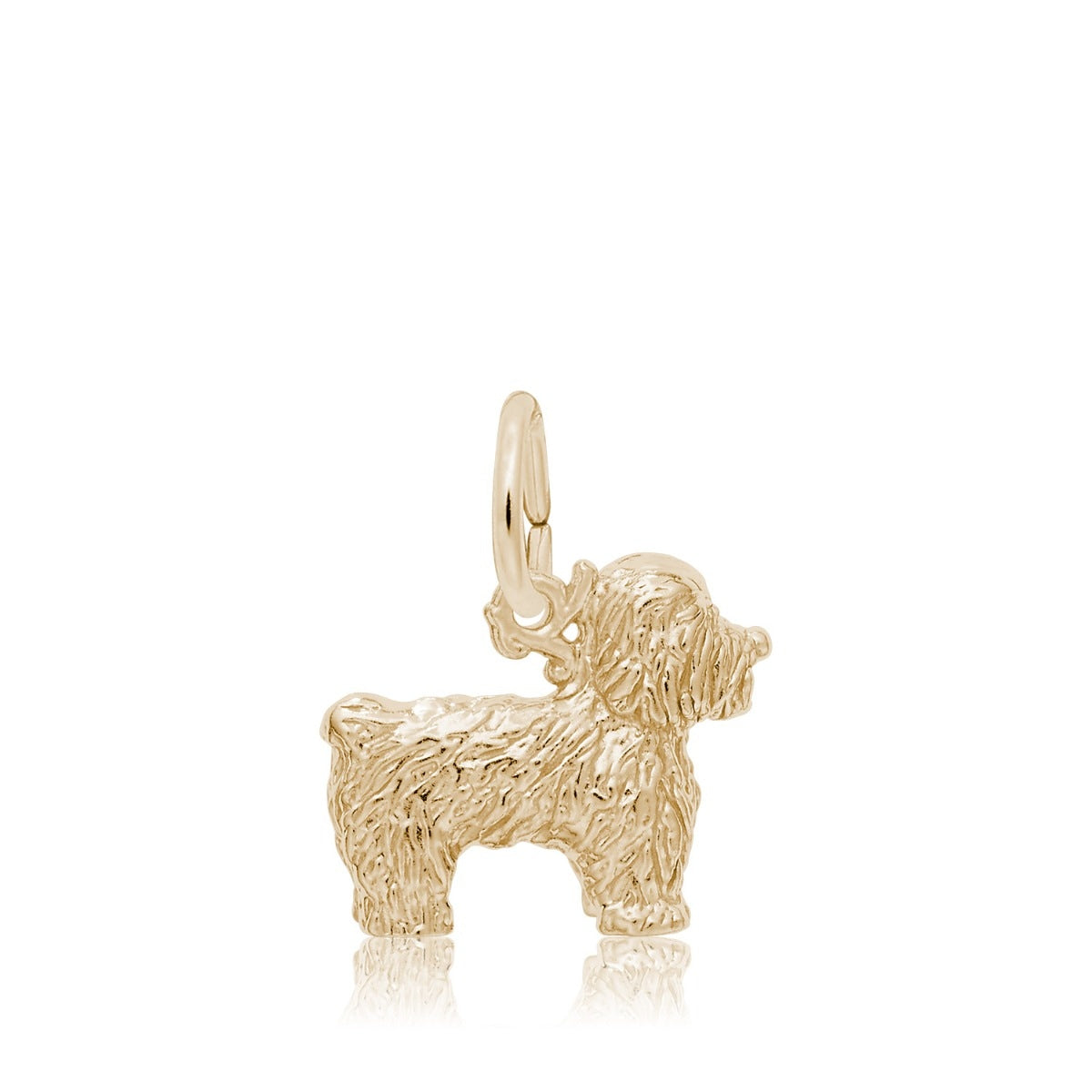 Bichon Frise Dog Charm in 14K Yellow Gold