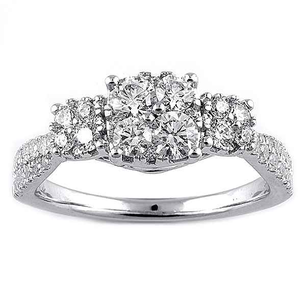 Fairytale Diamonds 1-1/4 ct. tw. 3-Stone Cushion Composite Wedding Set in 10K White Gold