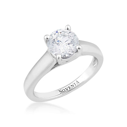 Noventa 1-1/2 ct. tw. Round Diamond Solitaire Engagement Ring in 14K White Gold front view
