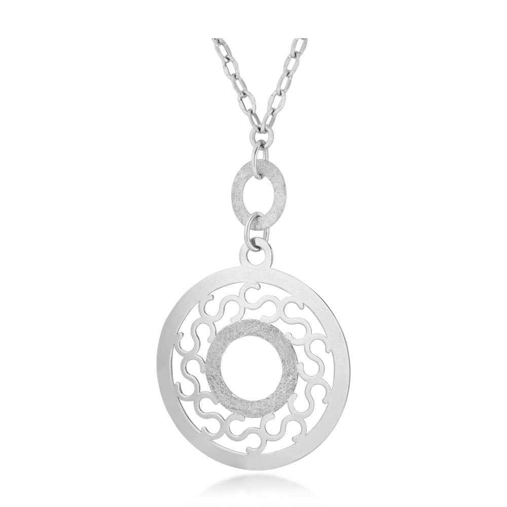 Polished Circle Necklace in 10K White Gold
