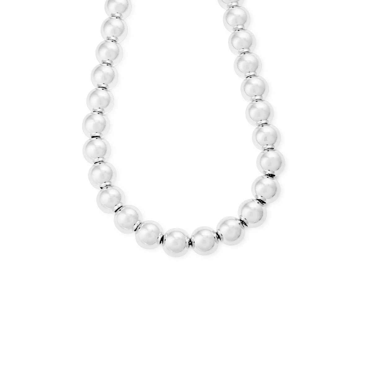 High Polished 10.0mm Beaded Necklace with 18-inch Chain in Sterling Silver