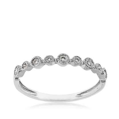 Perfect Match .08 ct. tw. Round Diamond Stackable Anniversary Ring with Milgrain Halos in 10K White Gold