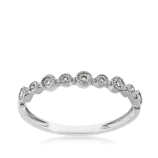 Perfect Match .08 ct. tw. Round Diamond Stackable Anniversary Ring with Milgrain Halos in 10K White Gold