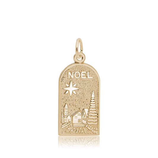Noel Christmas Scene Charm in 14K Yellow Gold