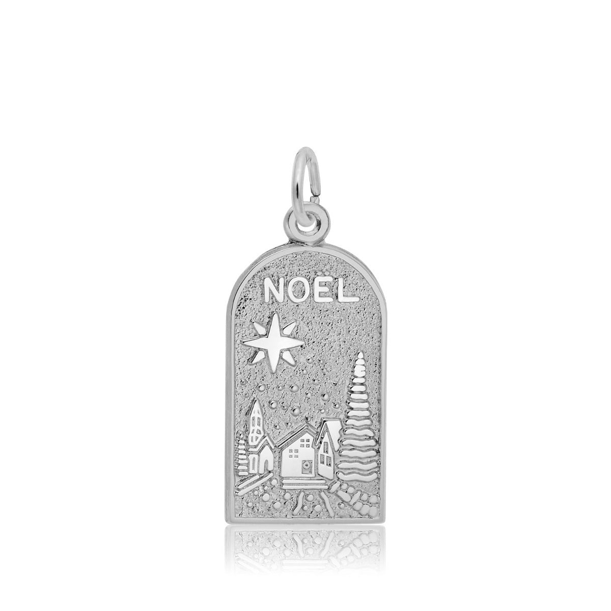 Noel Christmas Scene Charm in Sterling Silver
