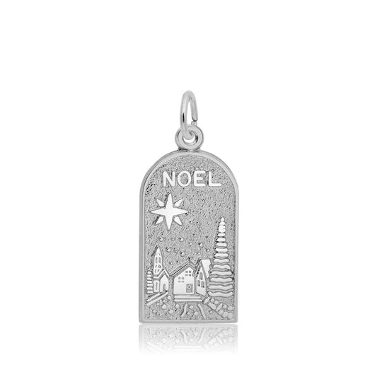 Noel Christmas Scene Charm in Sterling Silver