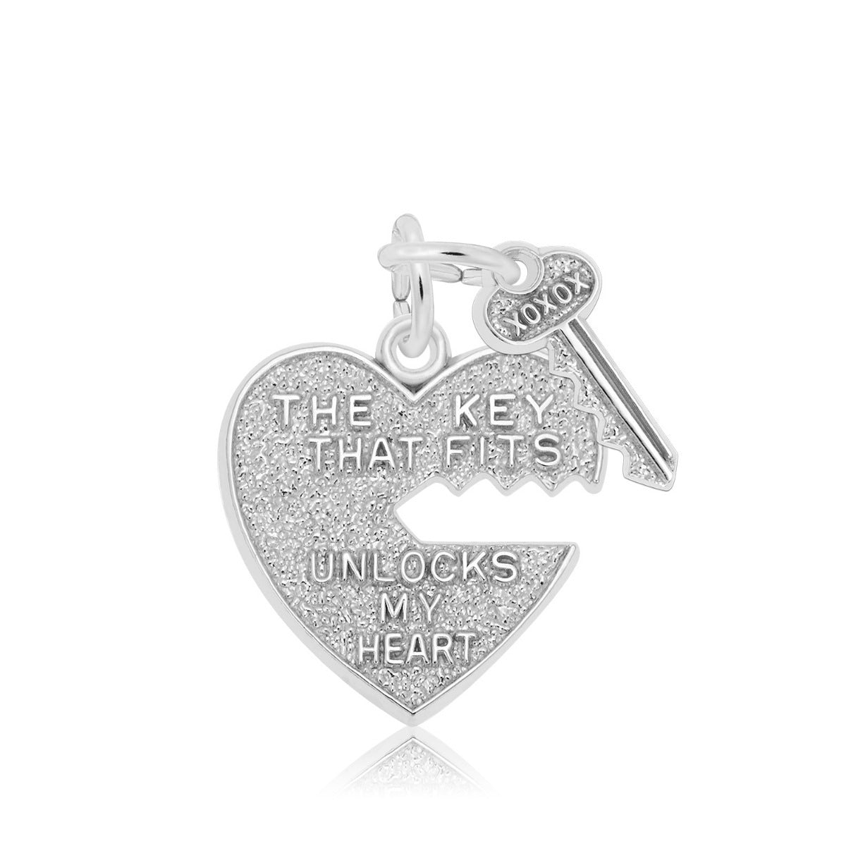 Key & Heart Charm in Sterling Silver