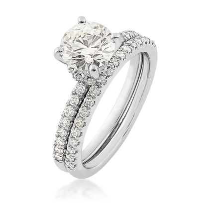 Adamante 1-3/4 ct. tw. Round Lab-Grown Diamond Wedding Set in 14K White Gold front view (2)