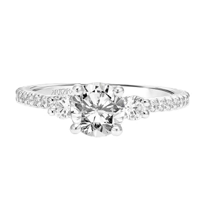 ArtCarved Classic 1/2 ct. tw. 2-Stone Accent Diamond Semi-Mount Engagement Ring in 14K White Gold front view