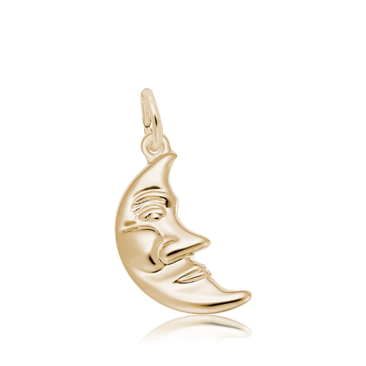 Half Moon with Face Charm in 14K Yellow Gold