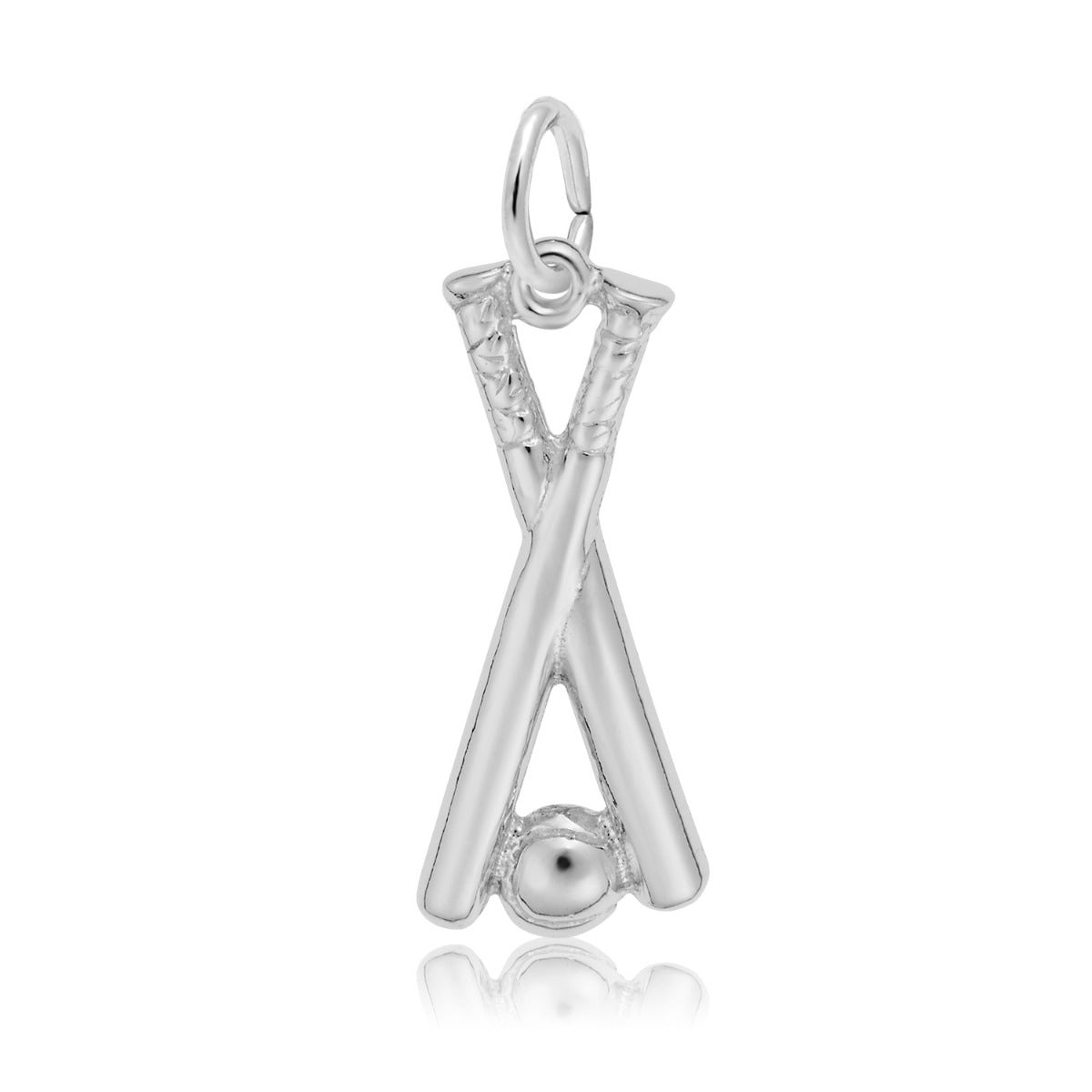 Baseball Bats & Ball Charm in Sterling Silver