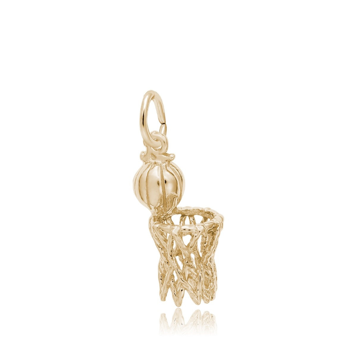 Basketball & Hoop Charm in 14K Yellow Gold