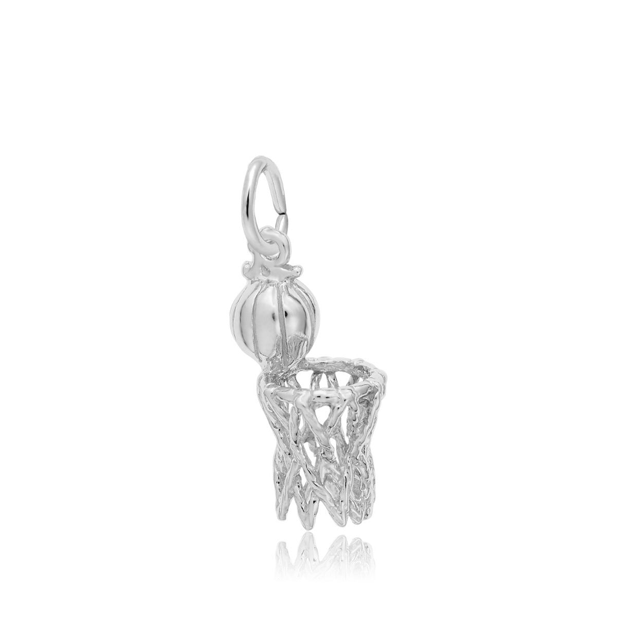 Basketball & Hoop Charm in Sterling Silver