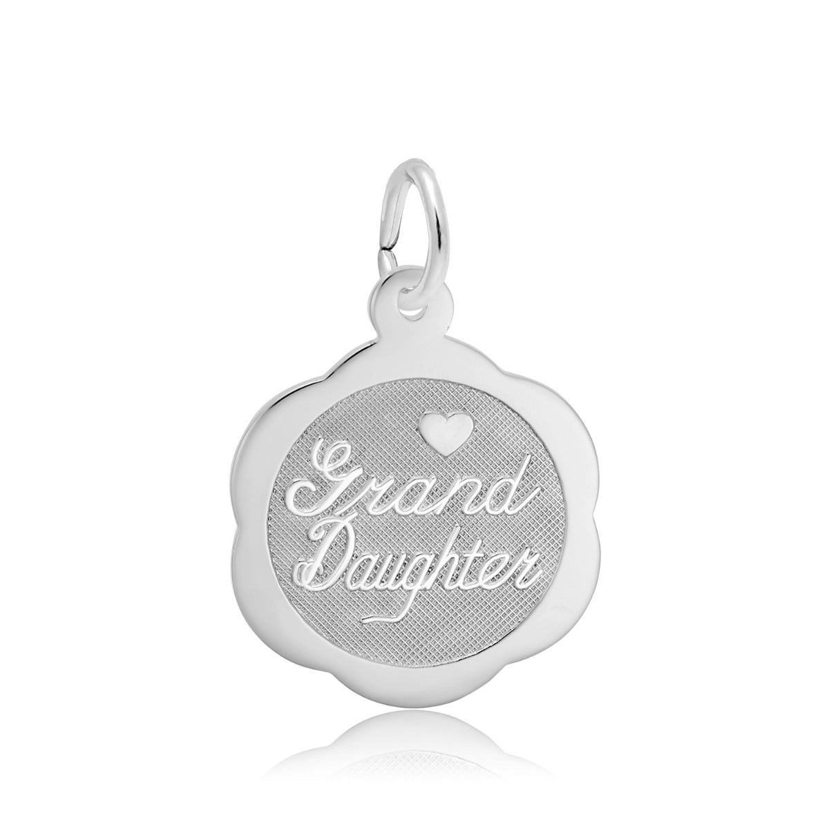 Granddaughter Scalloped Disc Charm in Sterling Silver