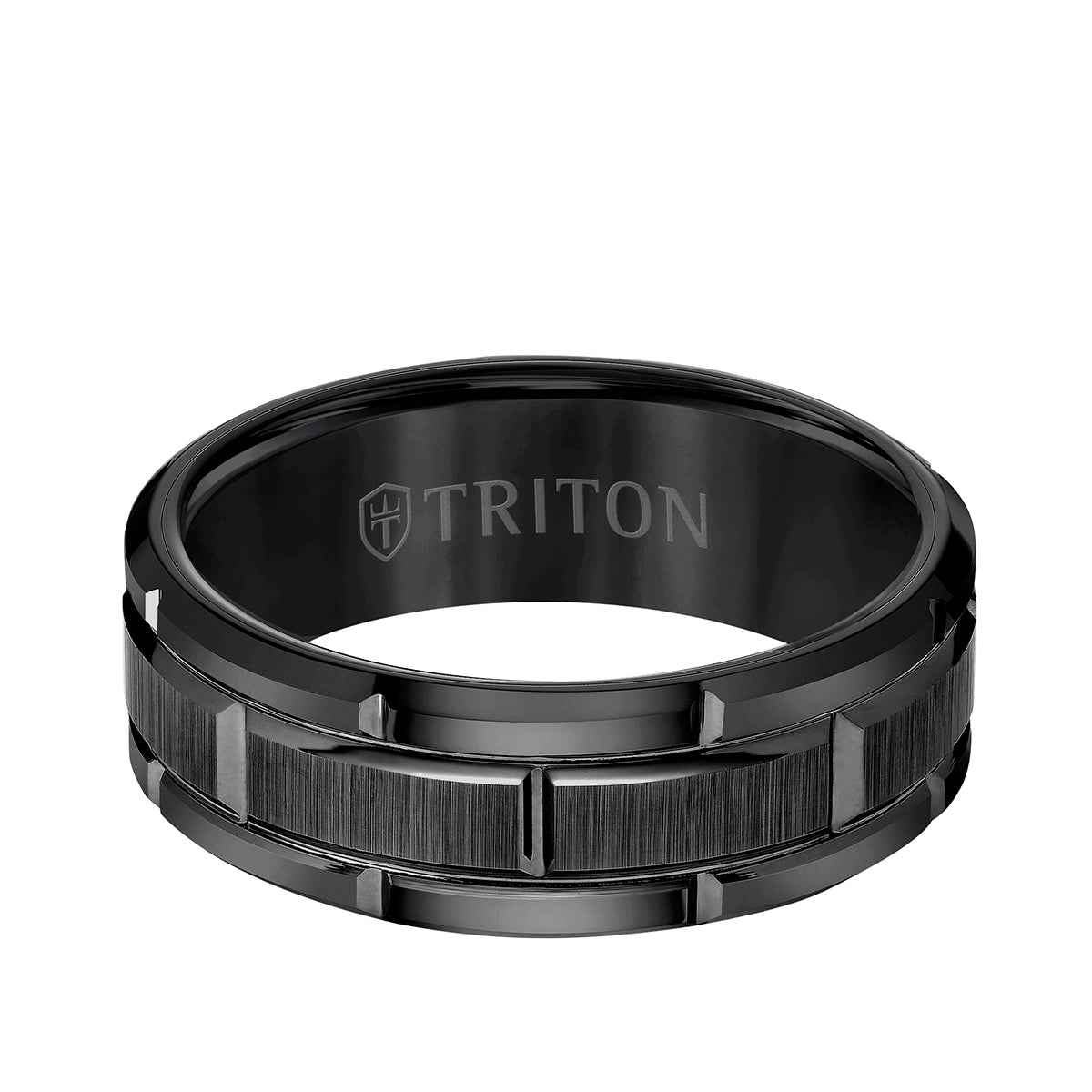 Triton Men's 8mm Tungsten Ring with Vertical Cut Design