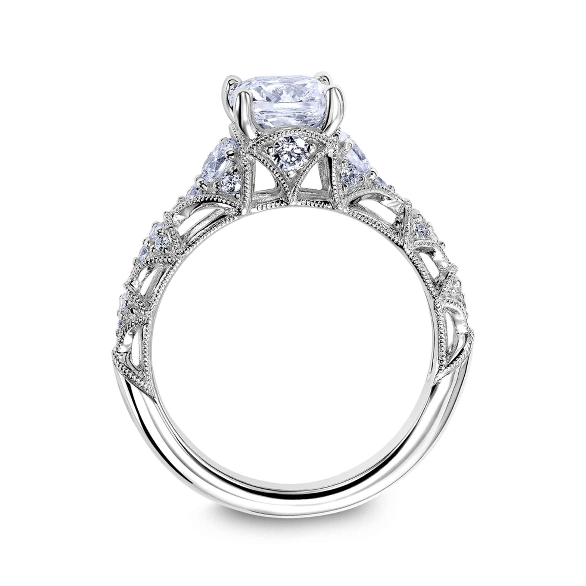 Scott Kay Heavens Gates 1/2 ct. tw. Diamond Semi-Mount Engagement Ring with Milgrain Border Design in 14K close-up detail