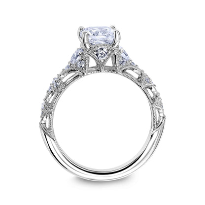 Scott Kay Heavens Gates 1/2 ct. tw. Diamond Semi-Mount Engagement Ring with Milgrain Border Design in 14K close-up detail